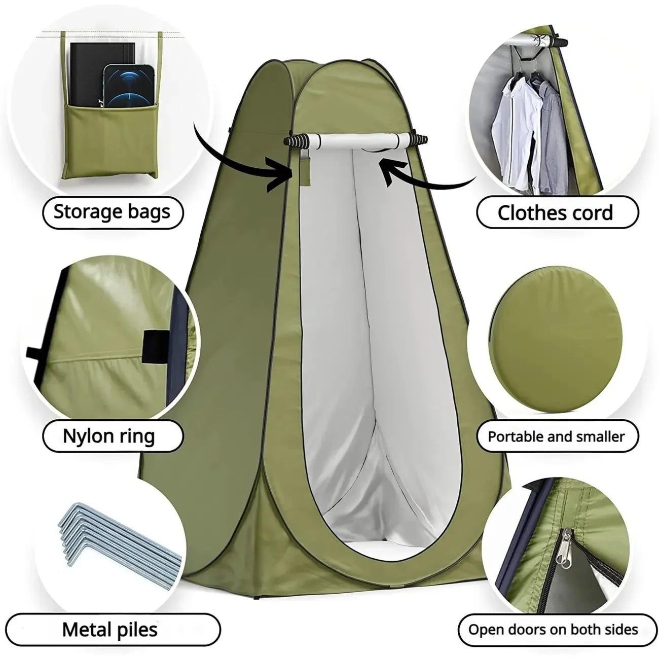 Pop-Up Privacy Tent - 6ft Portable Changing Room & Shower Shelter - TradixPro