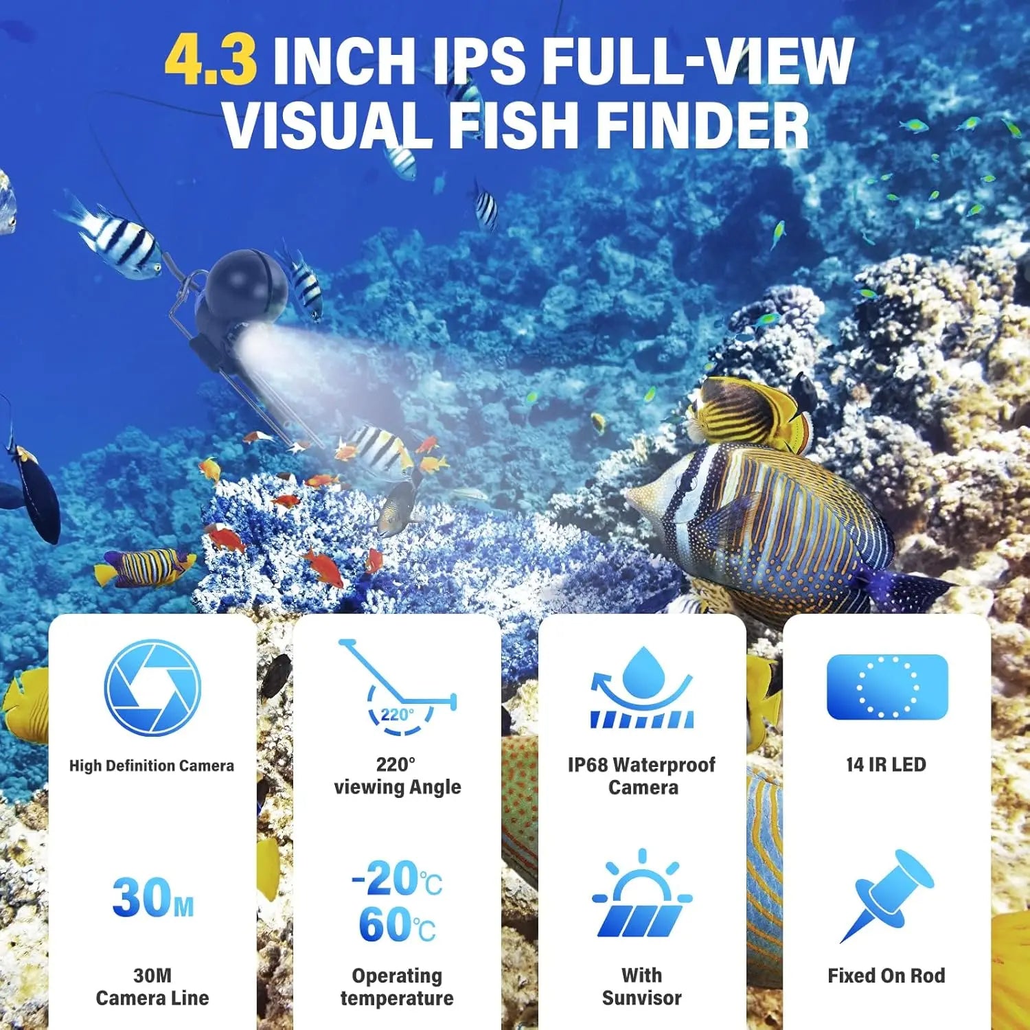 Portable 4.3 LCD Fish Finder with 1080P Underwater Camera - Night Vision - TradixPro
