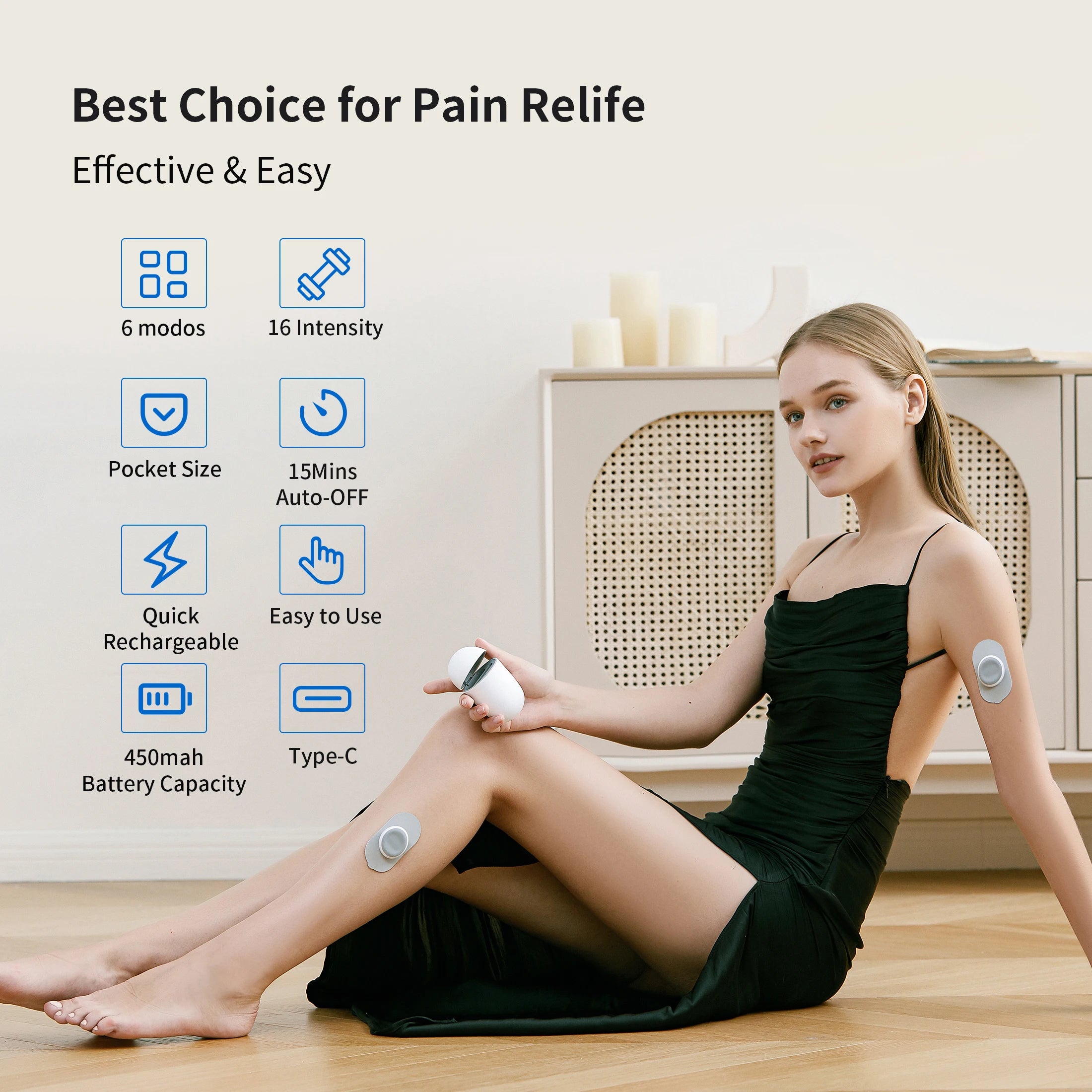 Portable EMS TENS Massager - 16 Modes Wireless Muscle Stimulator & Pain Relief - TradixPro