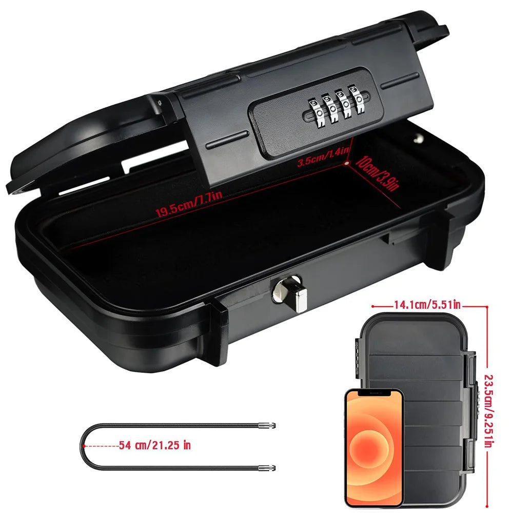 Portable Safe Lockbox - Compact Security Box with Combination Lock & Cable - TradixPro