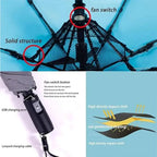 Portable Umbrella with Fan & Misting System - UV Protection | Battery-Powered Cooling - TradixPro