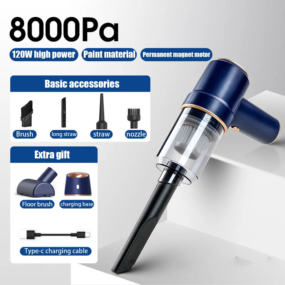 Premium Handheld Car Vacuum Cleaner - Portable & Powerful - TradixPro