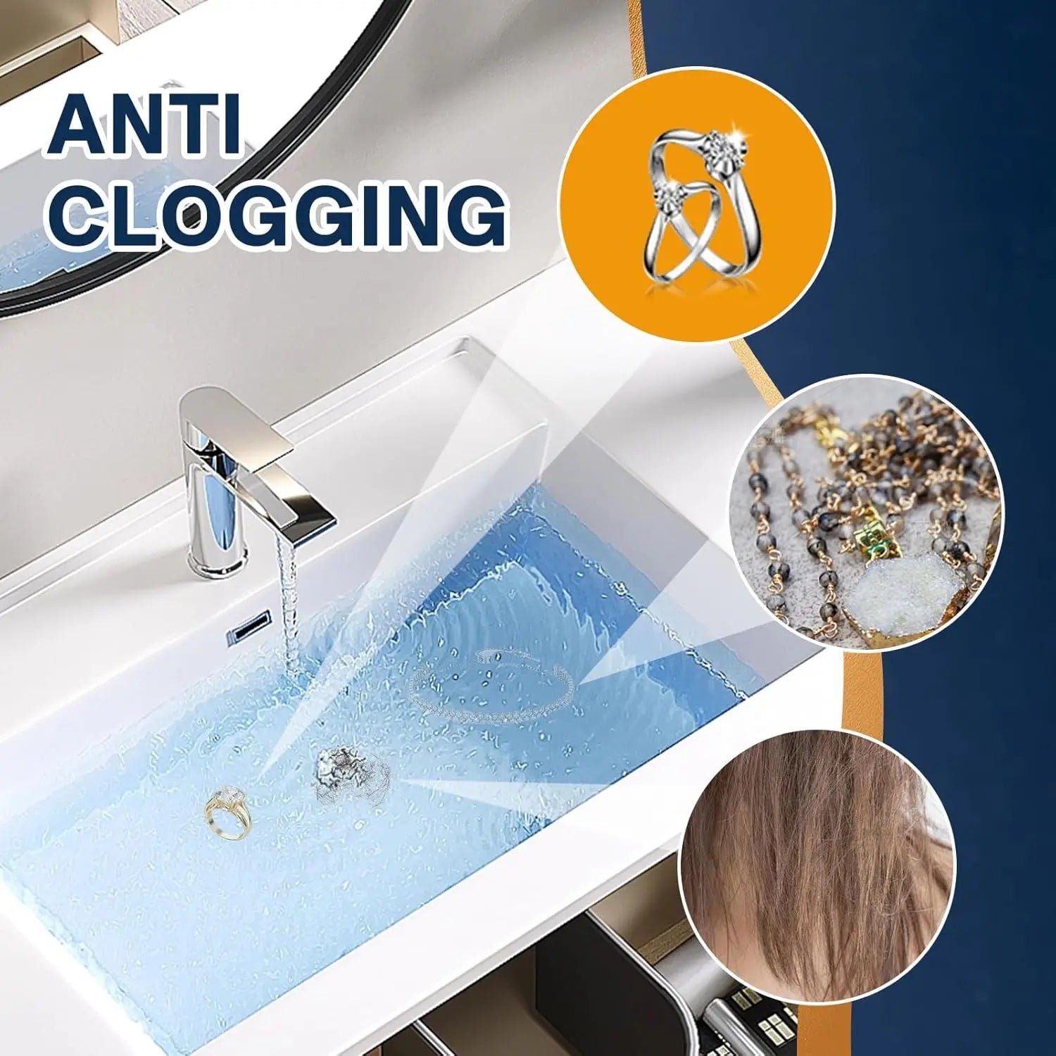 PureFlow Universal Pop-Up Sink Stopper – Anti-Clog & Hair Catcher - TradixPro