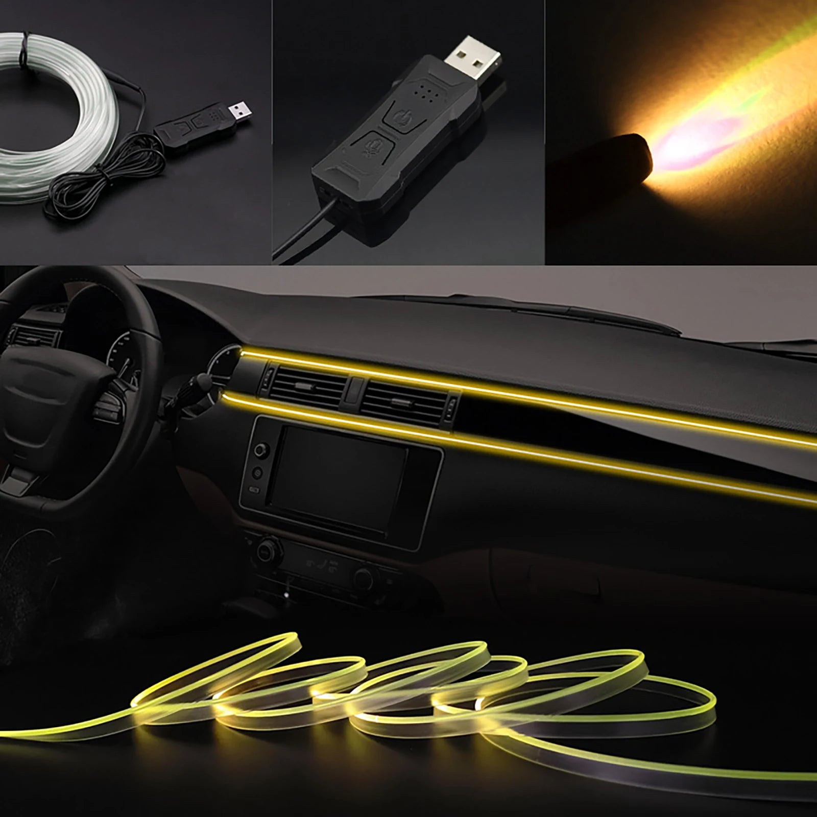 RGB Car Interior LED Light Strip 16M Colors Music Sync App Control - TradixPro