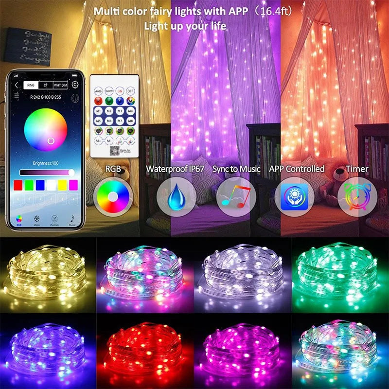 RGBIC Bluetooth String Lights - App Control, Music Sync & Individual LED Colors - TradixPro