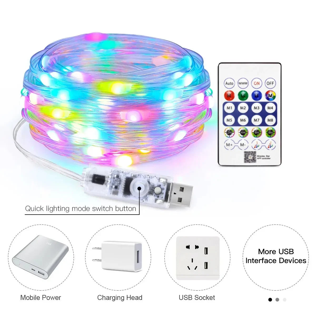 RGBIC Bluetooth String Lights - App Control, Music Sync & Individual LED Colors - TradixPro