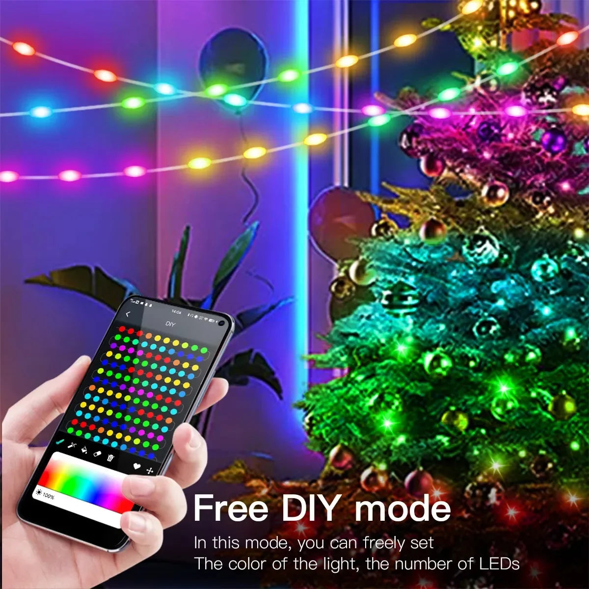 RGBIC Christmas Bluetooth String Lights - TradixPro