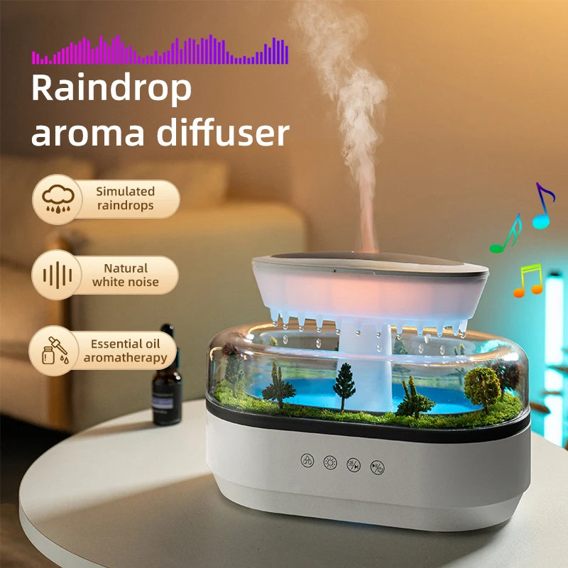 Rain Cloud Aroma Diffuser & Humidifier - Soothing Rain Sound & 7-Color Night Light - TradixPro