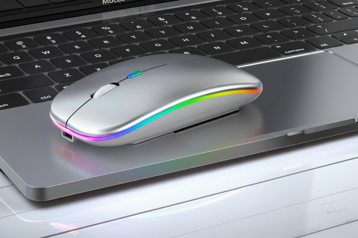 Rechargeable Dual-Mode Wireless Mouse (Bluetooth & 2.4G, RGB Gaming Aesthetic) - TradixPro
