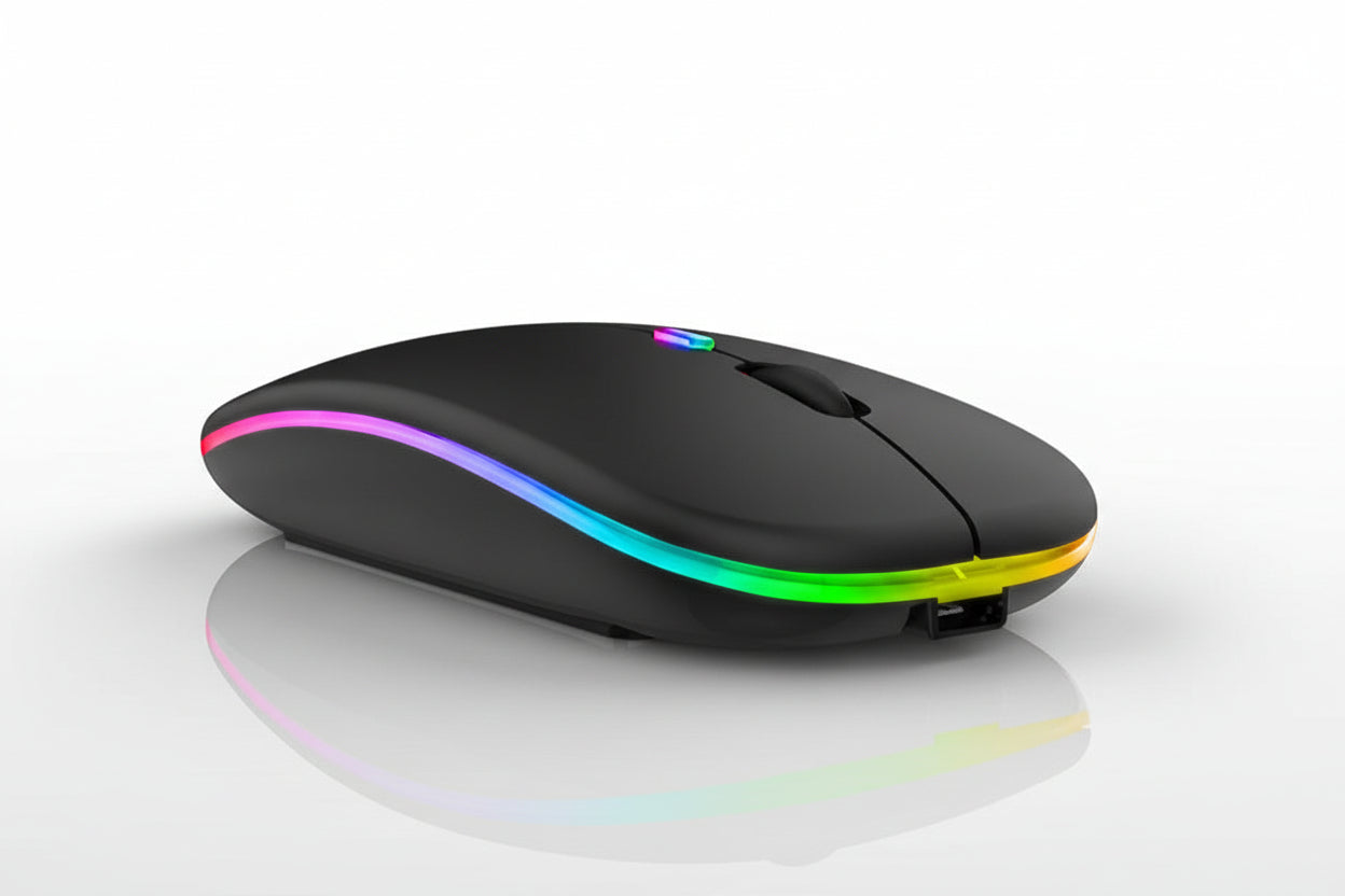 Rechargeable Dual-Mode Wireless Mouse (Bluetooth & 2.4G, RGB Gaming Aesthetic) - TradixPro