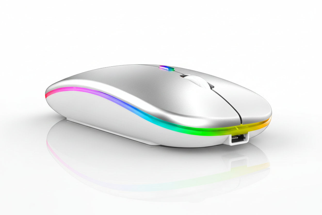 Rechargeable Dual-Mode Wireless Mouse (Bluetooth & 2.4G, RGB Gaming Aesthetic) - TradixPro