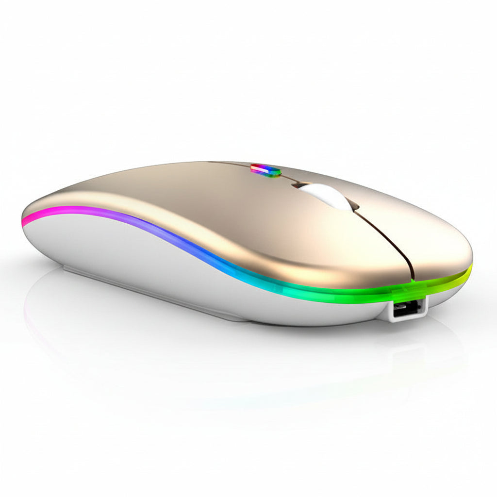 Rechargeable Dual-Mode Wireless Mouse (Bluetooth & 2.4G, RGB Gaming Aesthetic) - TradixPro