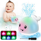 Rechargeable Whale Bath Toy - Light-Up Water Spray | Auto-Sensing Baby Bath Toy - TradixPro