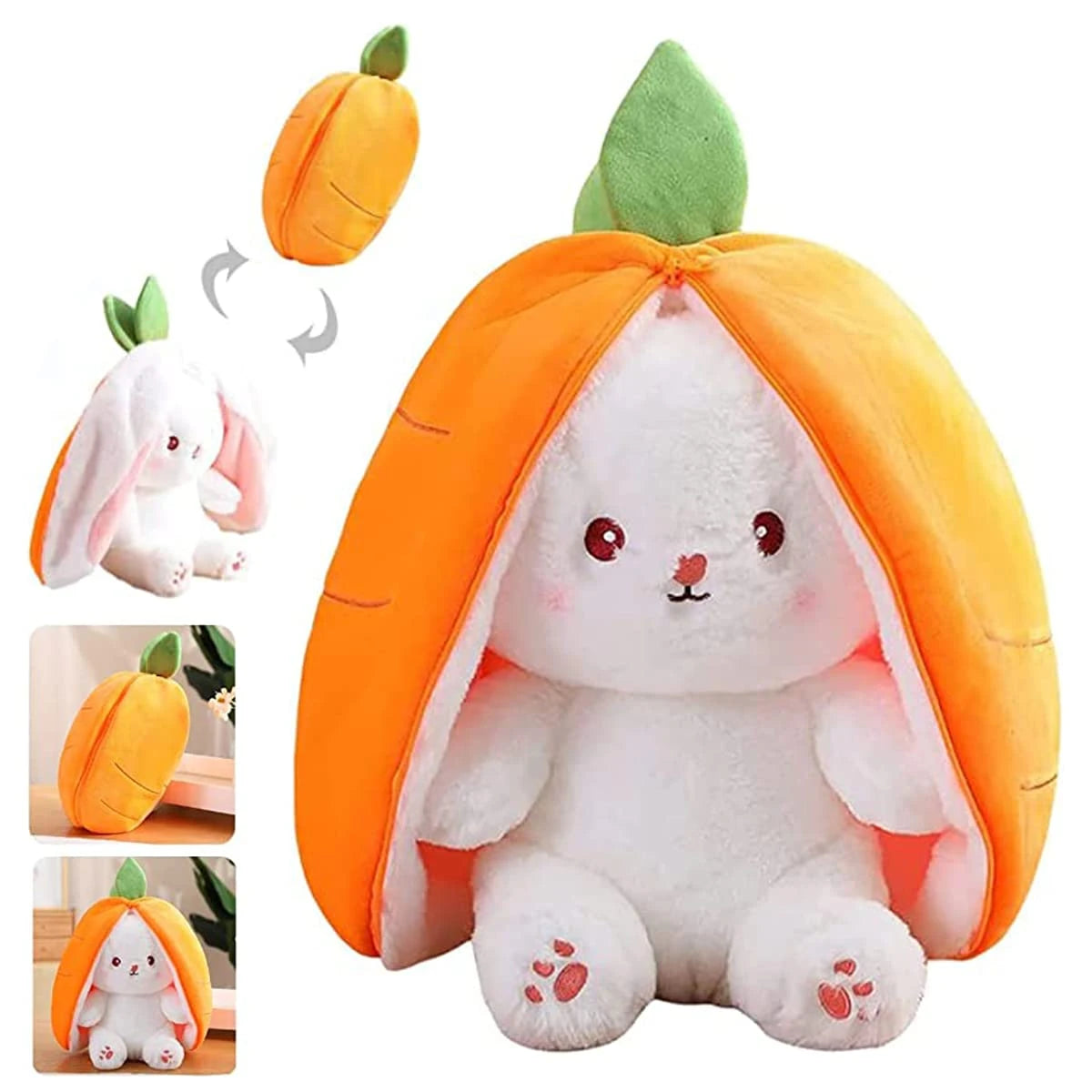 Reversible Plush Bunny - Flip Mood Stuffed Animal Toy for Kids & Adults - TradixPro
