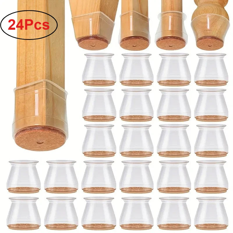 Silicone Chair Leg Caps - Transparent Floor Protectors & Noise Reducers - TradixPro