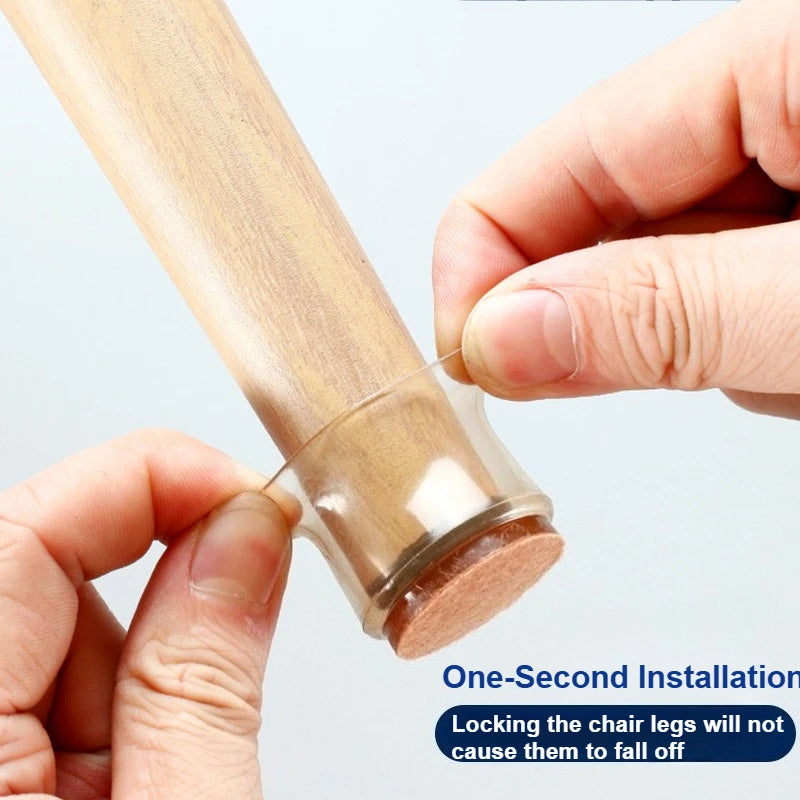 Silicone Chair Leg Caps - Transparent Floor Protectors & Noise Reducers - TradixPro