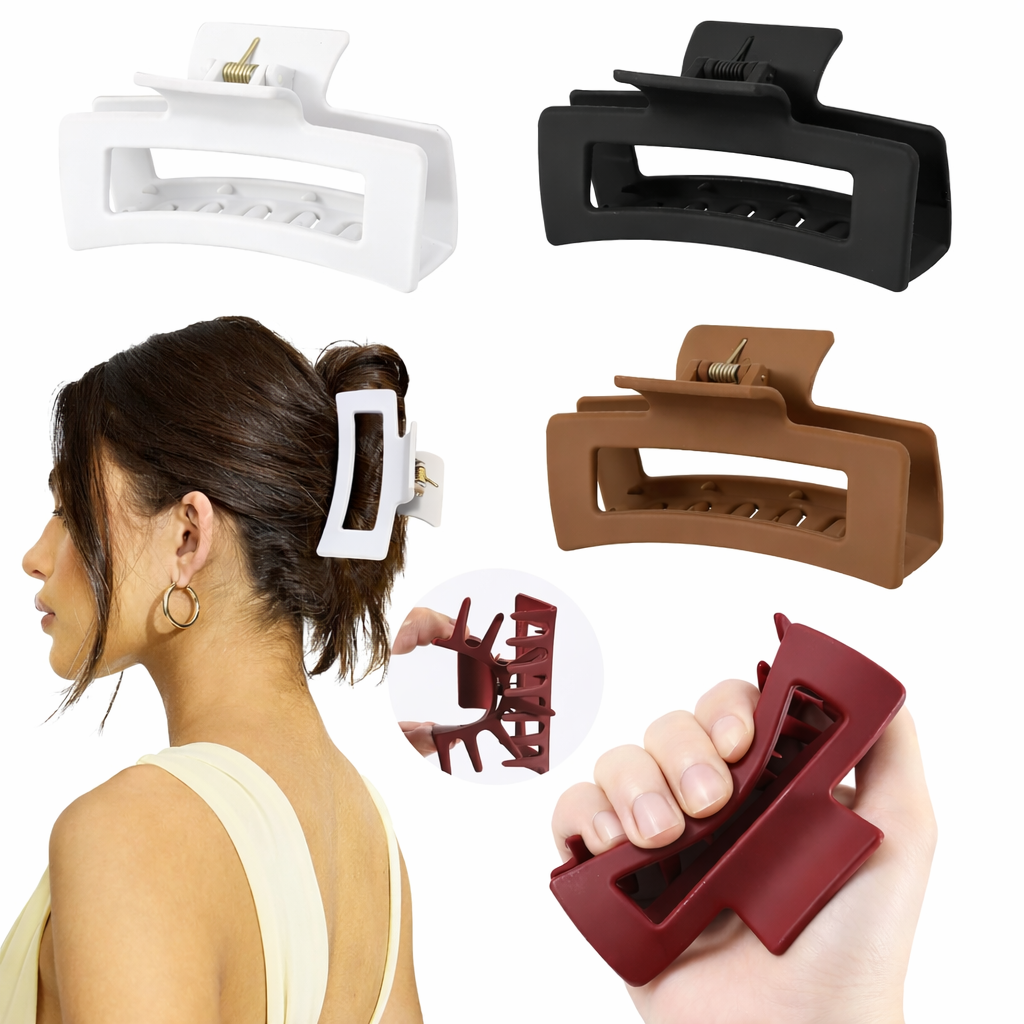 Silicone Hair Claw Clip Large 4 Inch Non-Breaking Flexible 4-Pack - TradixPro