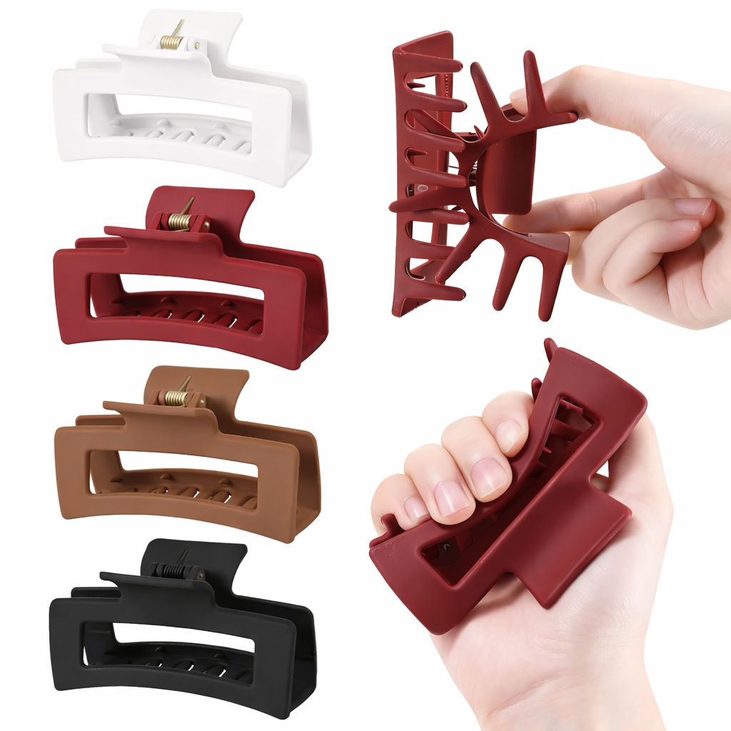 Silicone Hair Claw Clip Large 4 Inch Non-Breaking Flexible 4-Pack - TradixPro