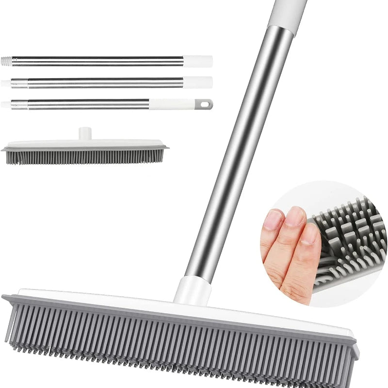 Silicone Pet Hair Removal Broom – Soft Bristle | Adjustable Handle - TradixPro