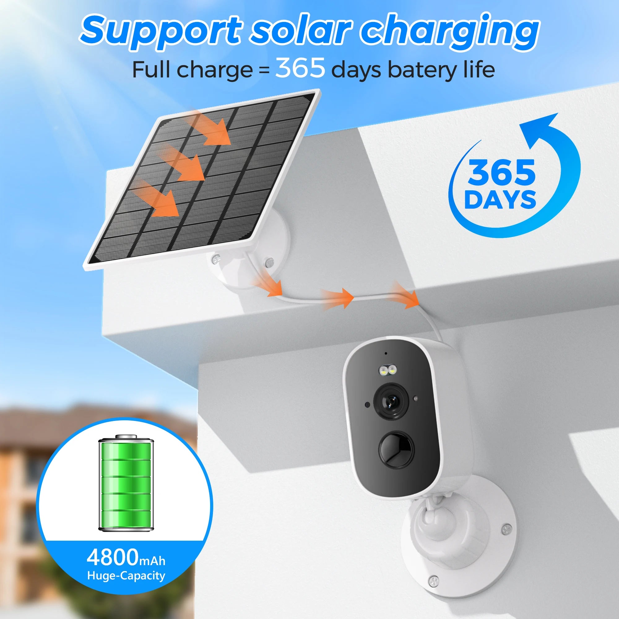 Solar Powered WiFi Security Camera - 1080P Outdoor Wireless Surveillance - TradixPro