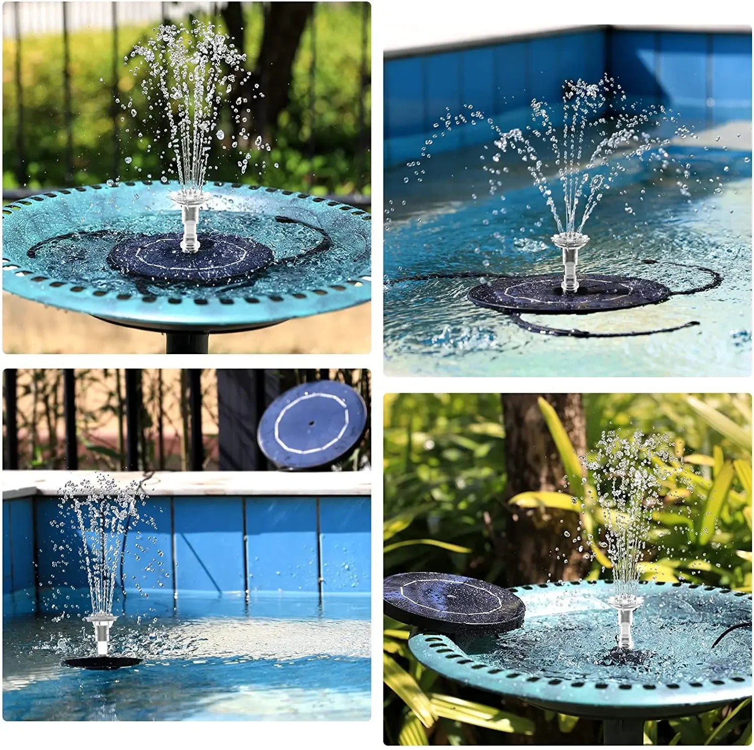 Solar Water Fountain Pump - 6 Nozzles Bird Bath & Garden Pond Fountain - TradixPro