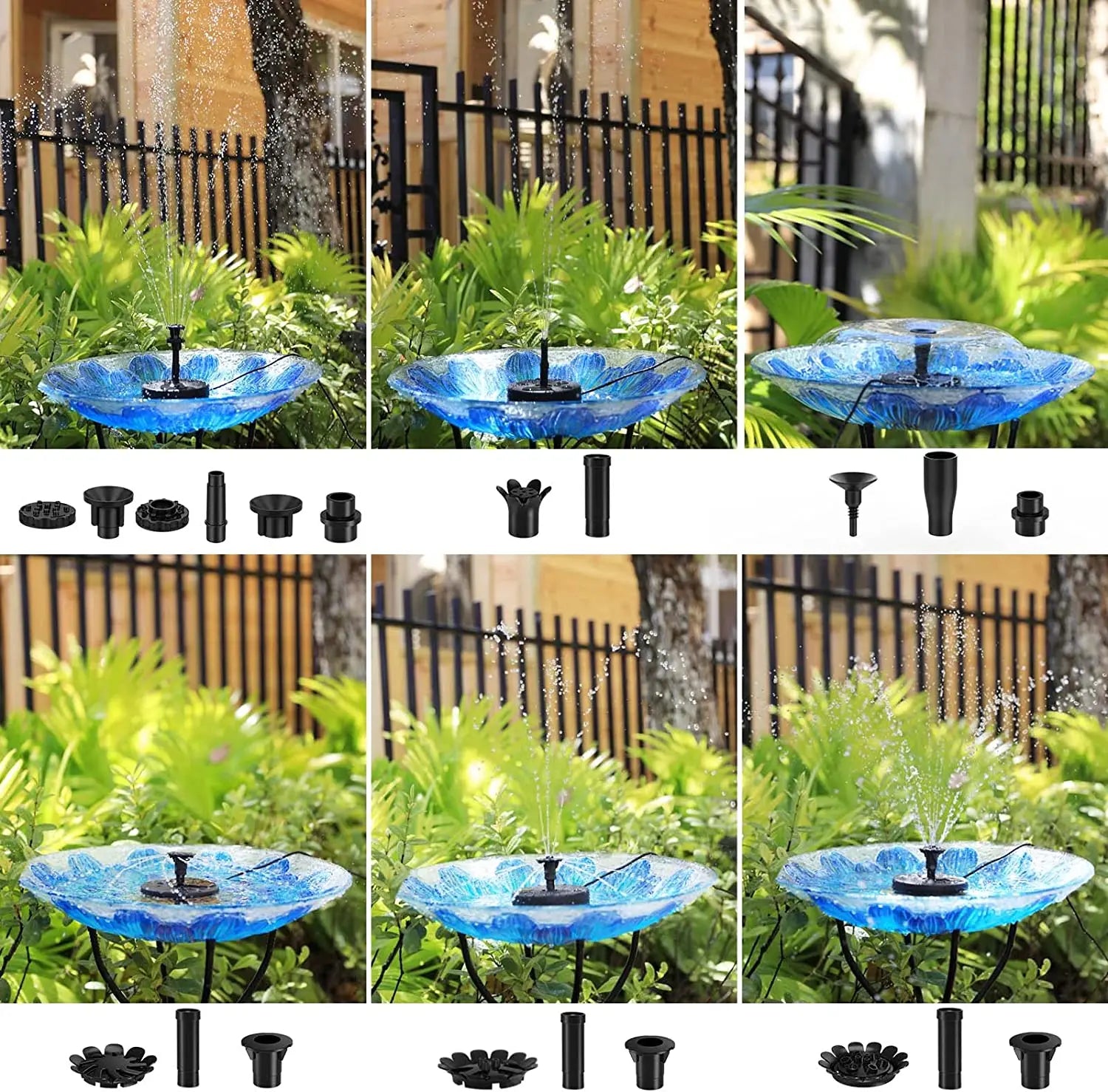 Solar Water Fountain Pump - 6 Nozzles Bird Bath & Garden Pond Fountain - TradixPro