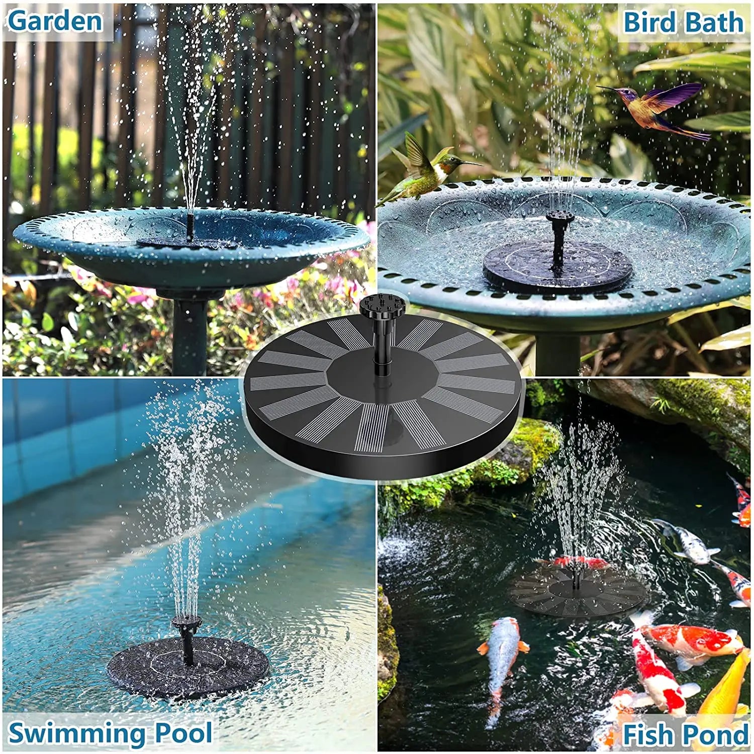 Solar Water Fountain Pump - 6 Nozzles Bird Bath & Garden Pond Fountain - TradixPro