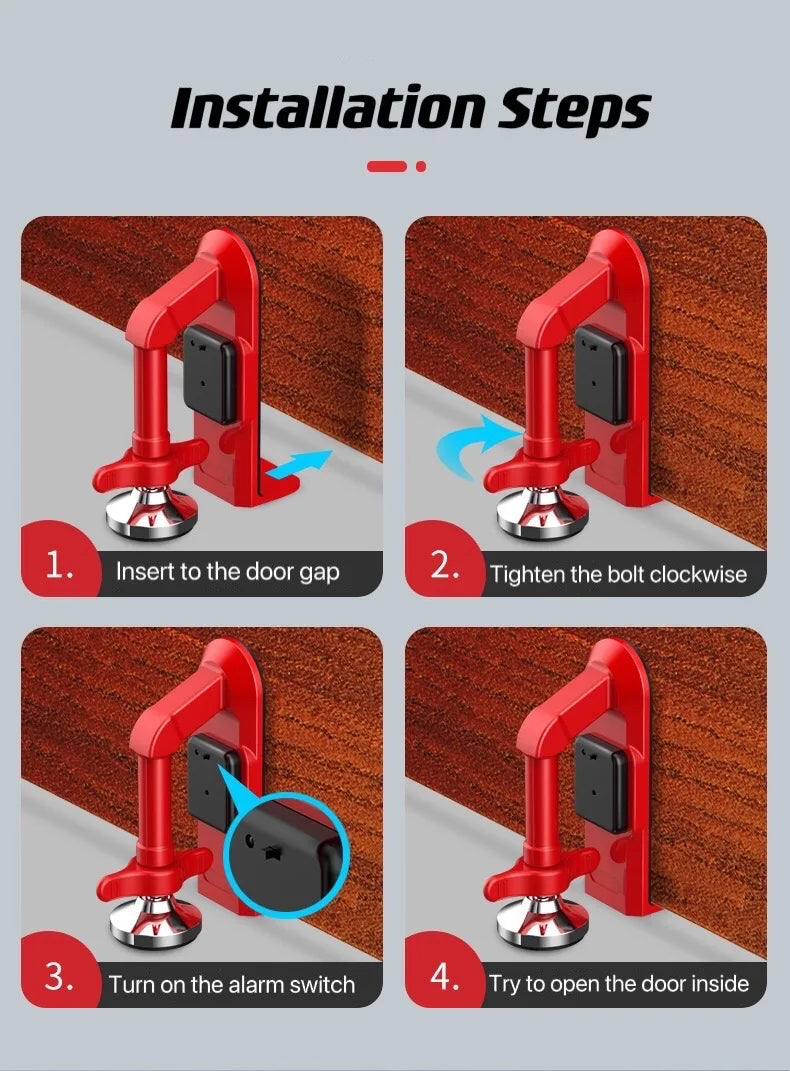 TS21 Portable Door Stopper Alarm - Travel Security Lock for Hotels - TradixPro