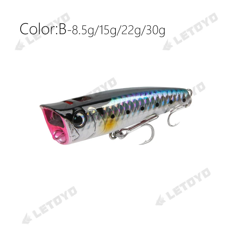 Topwater Popper Fishing Lure - Hard Bait for Bass, Pike & Perch 8.5-30g - TradixPro
