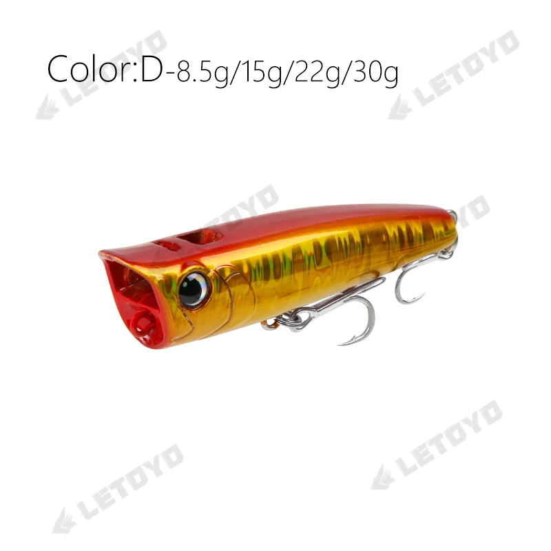 Topwater Popper Fishing Lure - Hard Bait for Bass, Pike & Perch 8.5-30g - TradixPro
