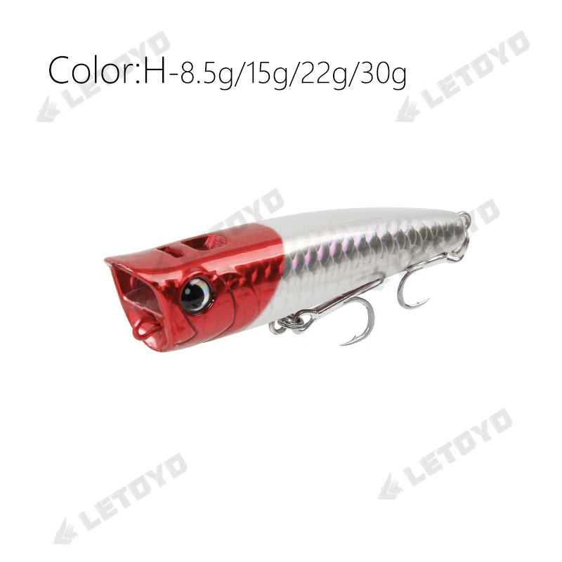 Topwater Popper Fishing Lure - Hard Bait for Bass, Pike & Perch 8.5-30g - TradixPro