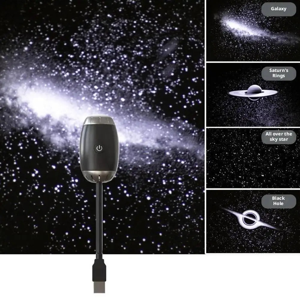 USB Galaxy Projector Night Light - Star & Saturn Patterns for Car & Bedroom - TradixPro