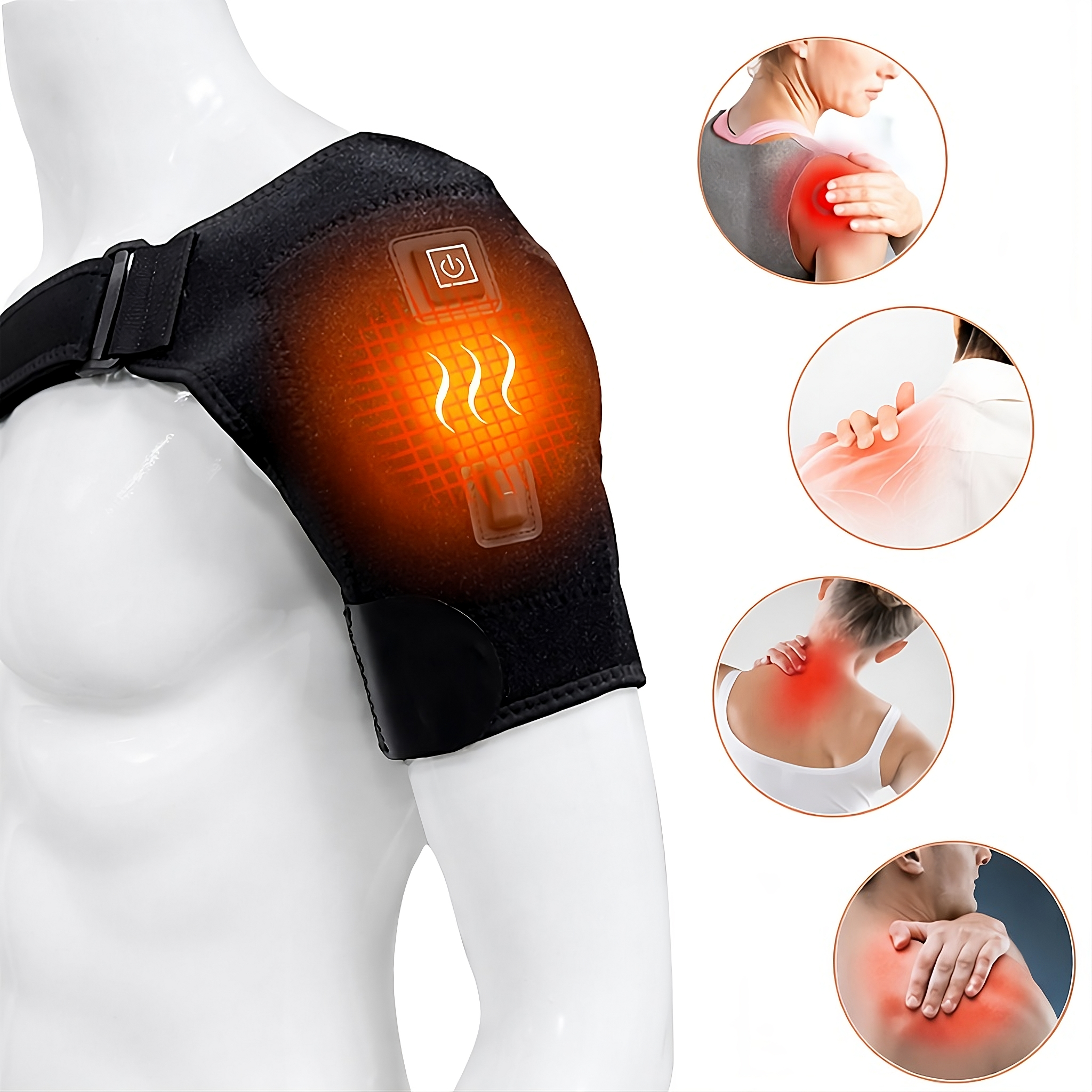 USB Heated Shoulder Wrap - Infrared Warming Brace with 3 Heat Settings - TradixPro