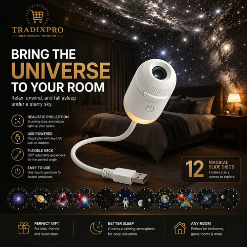 USB Star Projector with Interchangeable Space Slide Discs