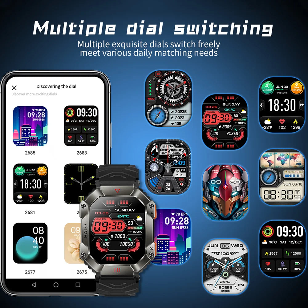 Ultra-Durable Military Smart Watch (Outdoor Adventure & Health Monitoring) - TradixPro