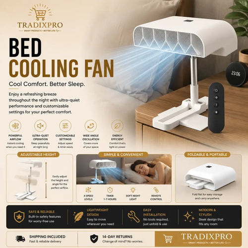 Under-Blanket Bed Cooling Fan with Remote & Timer