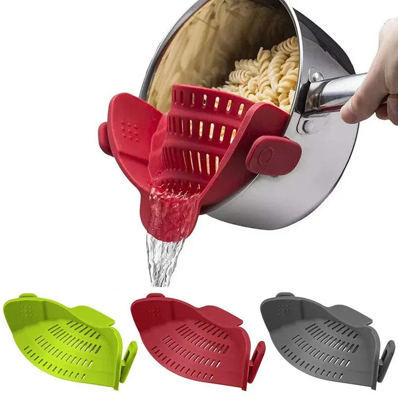 Universal Clip-On Silicone Strainer (Hands-Free Draining for Pots & Pans) - TradixPro