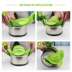 Universal Clip-On Silicone Strainer (Hands-Free Draining for Pots & Pans) - TradixPro