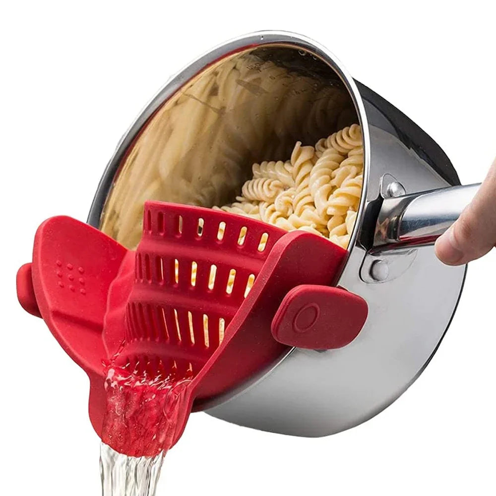 Universal Clip-On Silicone Strainer (Hands-Free Draining for Pots & Pans) - TradixPro