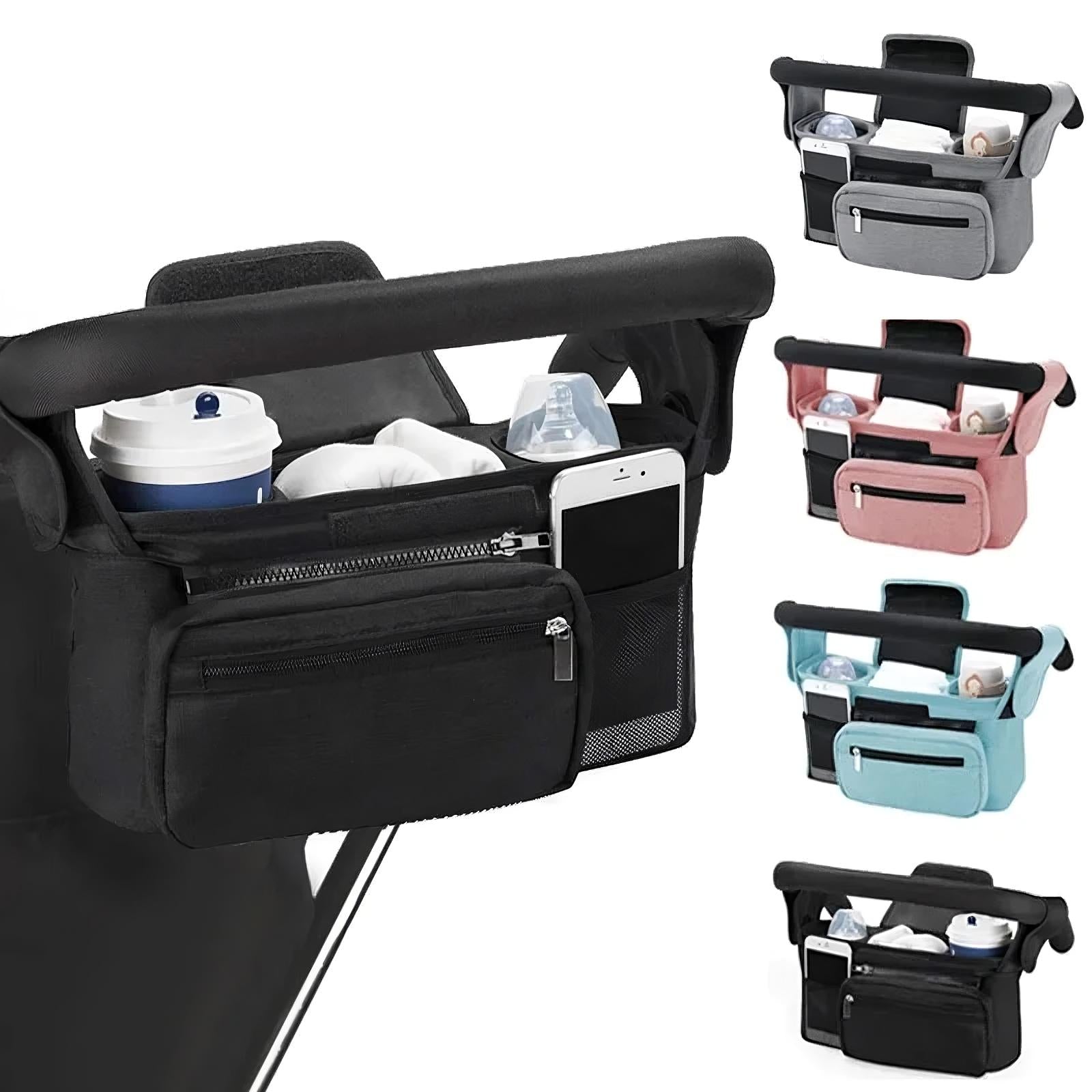 Universal Stroller Organizer with Insulated Cup Holders - Multi-Pocket Storage Bag - TradixPro