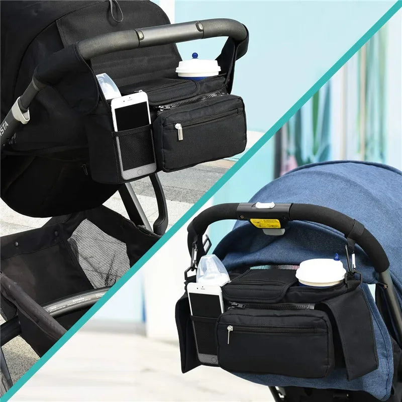 Universal Stroller Organizer with Insulated Cup Holders - Multi-Pocket Storage Bag - TradixPro
