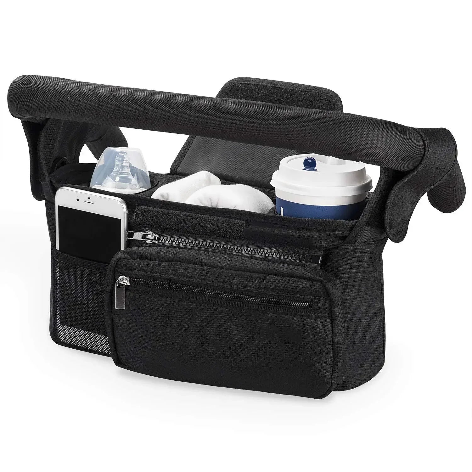Universal Stroller Organizer with Insulated Cup Holders - Multi-Pocket Storage Bag - TradixPro