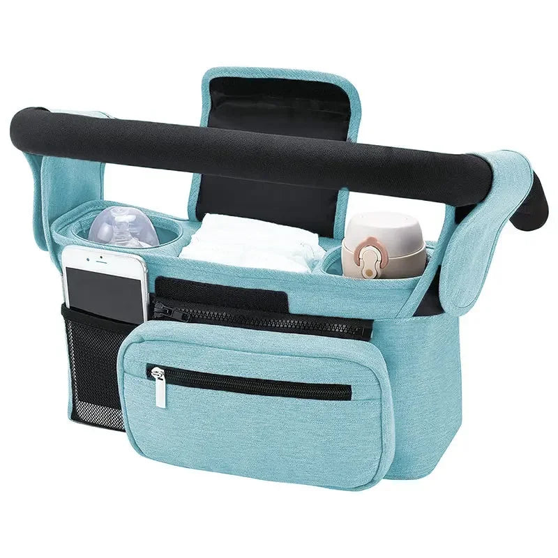 Universal Stroller Organizer with Insulated Cup Holders - Multi-Pocket Storage Bag - TradixPro