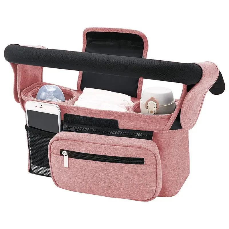 Universal Stroller Organizer with Insulated Cup Holders - Multi-Pocket Storage Bag - TradixPro