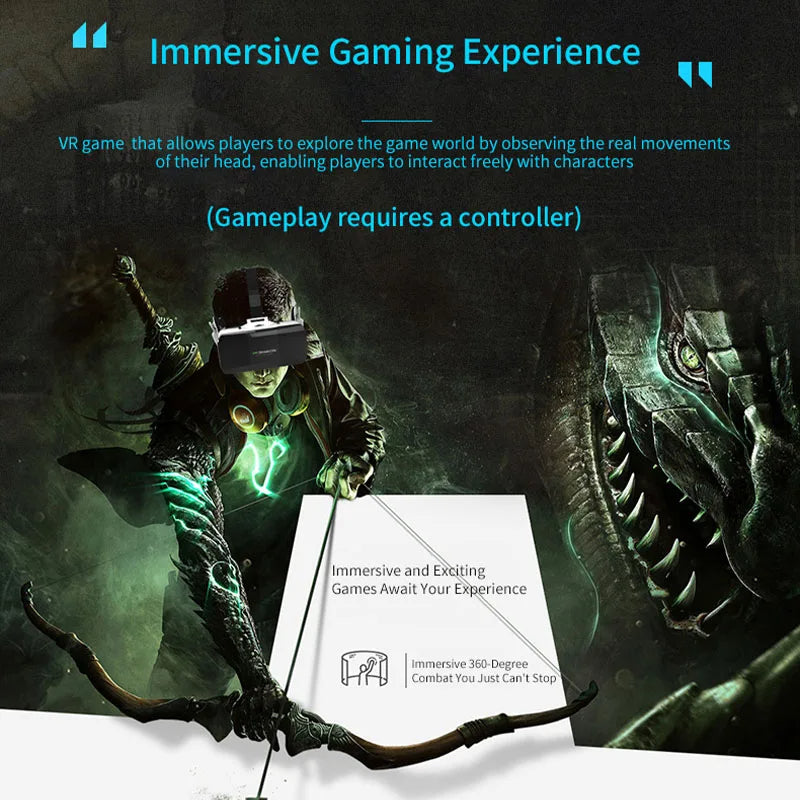 VR Headset for Smartphone - 3D Virtual Reality Glasses with Bluetooth Remote - TradixPro