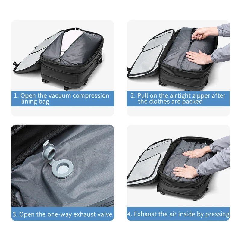 Vacuum Compression Travel Backpack 60L Anti-Theft Carry-On - 4 Colors - TradixPro