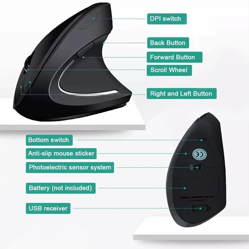 Vertical Ergonomic Wireless Mouse - TradixPro
