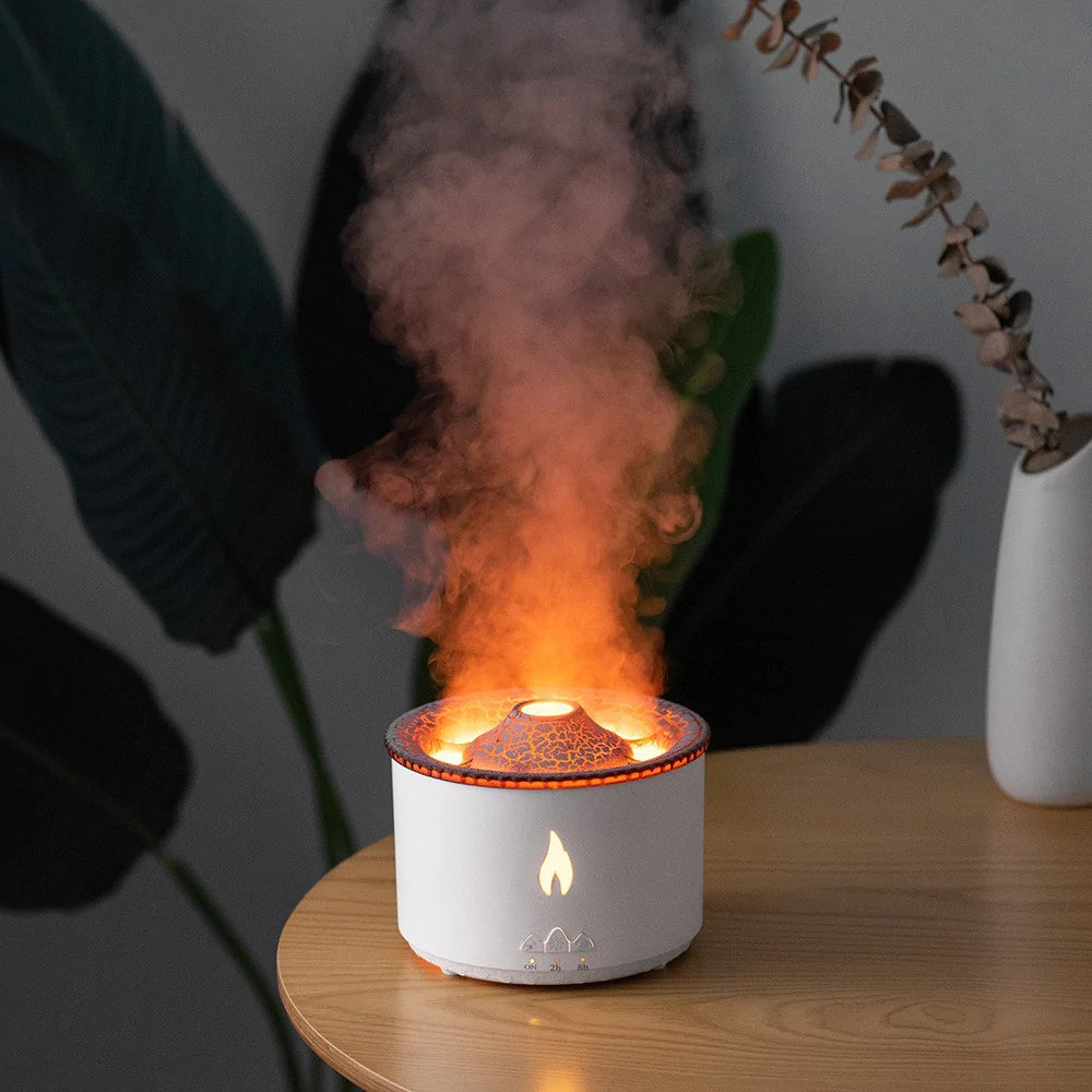 Volcano Flame Aroma Diffuser - Ultrasonic Humidifier with LED Night Light - TradixPro