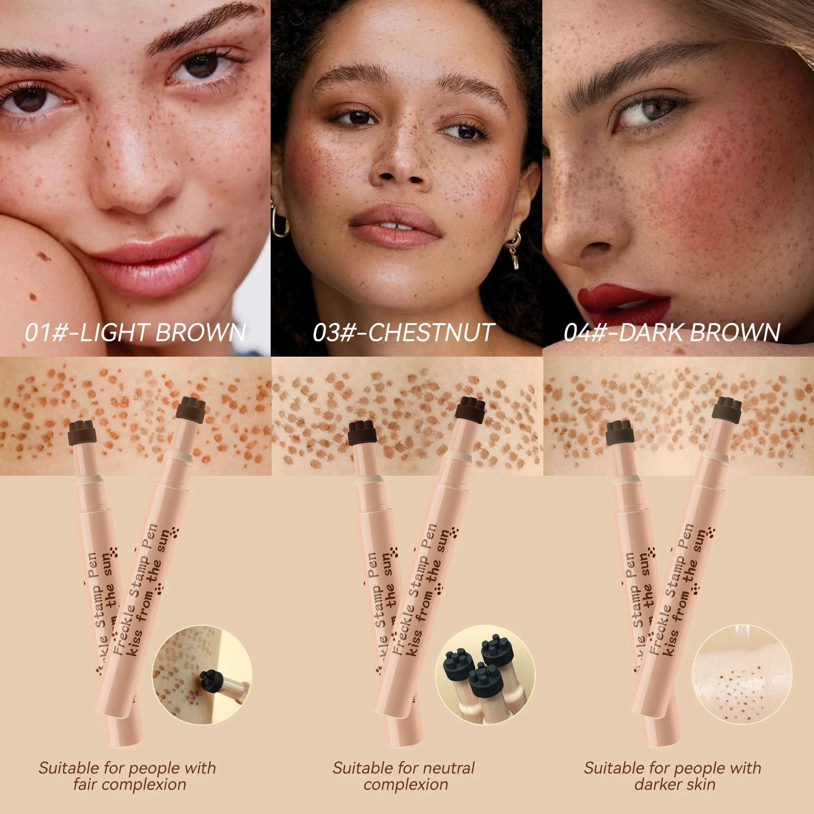 Waterproof Freckle Pen - Realistic Fake Freckles Makeup 4 Shades - TradixPro