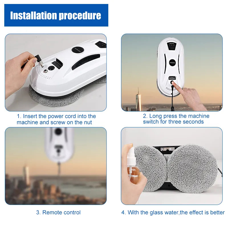 Window Cleaning Robot - Automatic Smart Cleaner | Suction Technology | Safety Rope - TradixPro